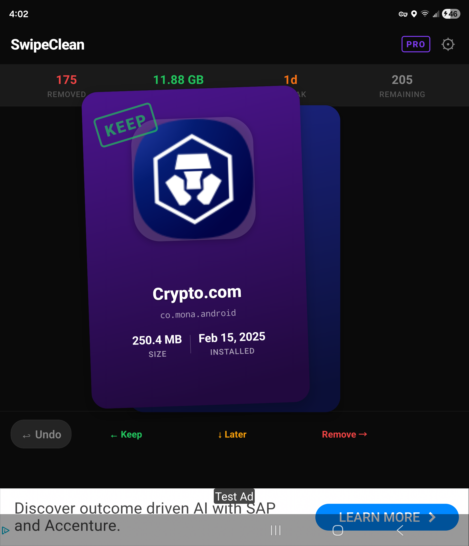 SwipeClean keep screen